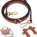 Purse Straps Replacement, Leather Handbag Crossbody Shoulder Strap Kit Adjustable for Mini Longcamp Tote Bag Women (Cognac Gold)