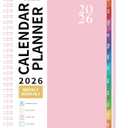 2026 Planner - 2026 Planner Weekly and Monthly from Jan. 2026 - Dec. 2026, Weekly Planners 2026 with Inner Pocket, Colorful Tabs, Planners for Women, 8.5" x 6.4" - Pink