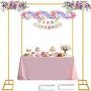 Square Backdrop Stand, Wedding Arch Heavy Duty Adjustable Stand, Over The Table Rod Stand with Clamps, Metal Gold Garden Balloon Frame for Baby Shower Party Decoration (2-IN-1 6.5 FT)