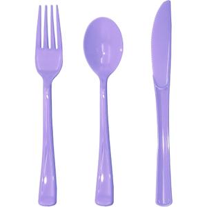 150 Pcs Purple Plastic Silverware, Purple Utensils, Silverware Set Includes 50 Plastic Forks, 50 Spoons, 50 Knives Disposable for Birthday, Celebration, Baby Shower (Lavender)
