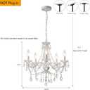 AMZASA Crystal White Chandelier, Ceramic White Hanging Pendant Light,Crystals Pendant and Glass Dish,5 Light Crystal Chandeliers for Ceiling Medallions,Wedding,Dining,Kitchen, Foyer,Mini