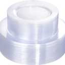 FLOWERCAT 100PCS Clear Plastic Plates - Heavy Duty Clear Disposable Plates for Fall Party/Wedding/Christmas - Include 10inch & 7inch Dinner/Dessert Plates for 50guests