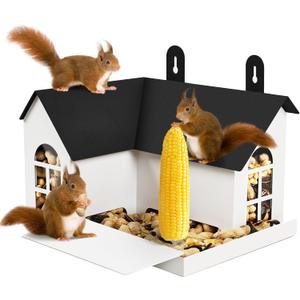 TreeGun Squirrel Feeder for Hanging Outside TreeMini Chipmunk Outdoors Squirrel Picnic Bench Feeders TableFunny Metal House BoxesStronger Than Wooden Structure