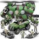 56-in-1 Army Men Toys Sets for Boys 4-7 8-12, Military Helicopter/Truck/Kayak Boat/Motorcycle/Army Men Action Figures/Weapon Gears, Army Toys for Boys Kids Birthday Gifts Party Favors