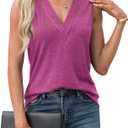 Agnes Urban Womens V Neck Tank Tops Dressy Summer Sleeveless Shirts Casual Loose Tunic Tops Blouses T Shirts Reddish Purple-L