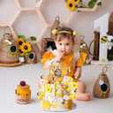 MEMOVAN Winnie Bear Cake Topper Winnie Baby Shower Cake Decorations Pooh Bear Toppers Yellow White Balls Cupcake Picks with Classic Pooh Bees Daisys Flowers for Oh Baby Bee Theme Shower Birthday Party