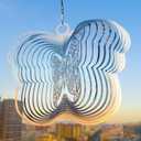 Wind Spinners Outdoor, 3D Butterfly Hanging Wind Spinners, 12 inches, Kinetic, Stainless-Steel Metal, Smooth Spinning, Indoor and Outdoor Decoration for Garden, Patio, Yard, Gift for Women Mom Wife
