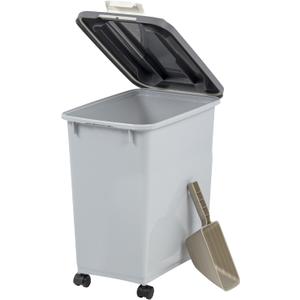 Dog Food Storage Container with Wheels, Airtight Lid, 2 Cup Spoon, Pet Food Storage, Spoon