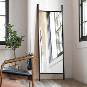 PexFix Floor Mirror Full Length, Wooden-Ladder Black 65"x22", Floor Dressing Mirror with Full Size in Bedroom, Living Room and Shopping Mall