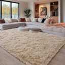Beige Fluffy Rug for Bedroom 8x10 ft Large - Ultra Soft & Non Slip Shaggy Area Rug, Comfy Durable Carpet for Living Room Kids Room Teens Dorm Home Decor, 1.7'' Thick Indoor Plush Carpets