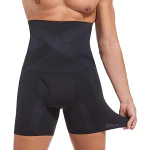 Mens Shapewear Tummy Control Shorts High-Rise Compression Underwear, Slimming Body Shaper, Shaping Boxer Briefs (Black, 4XL)