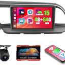 4+64GB Android 15 for Hyundai Elantra 2019 2020 Car Radio Wireless Carplay Android Auto, Stereo with 9" in-Cell Touch Screen WiFi Bluetooth5.0 GPS FM/RDS EQ SWC + Backup Camera MIC