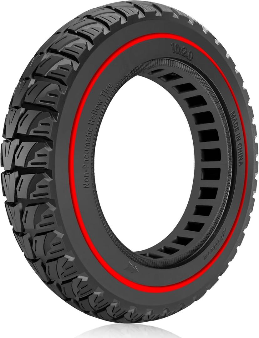 10x2 Solid Tire: Replacement for 10x2.125 Original Tire, Fit for Ninebot F25 F30 F35 F40 F65 F65I F25I D18W D28U D38E, 10 inches Electric Scooter Front Rear Replacement Wheels Red