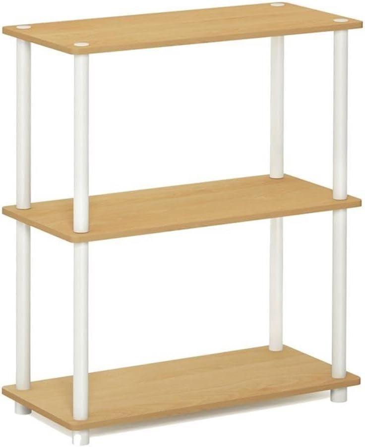 Pemberly Row Turn-N-Tube Wood 3-Tier Compact Shelf Display Rack in Beech/Natural