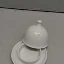 Ceramic Small Butter Dish with Lid, 17 OZ Mini Butter Container, 2-Way Freshness, Pure White