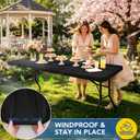 Fitted Tablecloth for 8 Foot Rectangle Tables-6 Pack Black Elastic Outdoor Picnic Table Cover-Spandex Stretch Folding Table Cloths 8ft for Camping Dining Room Patio Kitchen Banquet Party