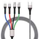 3 x SIQIWO Multi Charging Cable [2-Pack 3A 4Ft], Nylon Braided 4 in 1 Fast Charger Cord with 2iP Type C Micro USB Connectors, for iOS Phone, Samsung Galaxy S25 S23, Pixel, Nexus, LG, PS5, Sony, Kindle