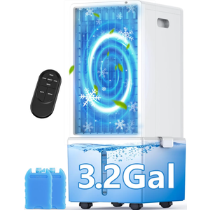 4-IN-1 Portable Air Conditioners w/3.2-Gal Tank for 24H Cooling, 4 Wind Speeds & 4 Modes, LED Touch Screen, Waterless Alert System & 12H Timer, Remote, Windowless Air Conditioner for Bedroom