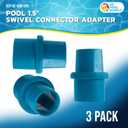 U.S. Pool Supply Pool 1.5" Swivel Connector Adapter, Pack of 3 - Connects to Suction Pool Vacuum Cleaner Hose and Leaf Canisters - Prevents Vacuum Hoses from Kinking and Twisting, Inground Fitting