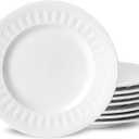 Neaylfe 8-Piece Ceramic Dessert Salad Plates, 8 Inch, Embossed Small Dinner Plates, Kitchen Porcelain Dish Ceramic Flat Plates for Appetizer, Pancakes, Dishwasher & Microwave Safe