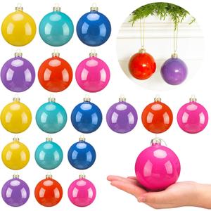 Civaner 18 Pcs Christmas Hanging Glass Ball Ornaments Multicolor Christmas Tree Decorations Decorative Glass Balls for Xmas Tree Party Decoration Wedding, 2.4inch, 2.8inch, 3.1inch