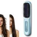 2026 Go Brush Pro for Short Hair, Portable Straightener Brushs for Travel, with LCD Temperature Display, Fast Heating Cordless Mini Hair Brushs Styling Tools (Blue)