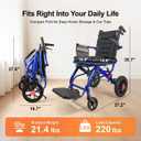 Lightweight Foldable Transport Wheelchair for Seniors Adults, Blue
Portable Travel Wheelchair Aluminum Frame 220LBS Weight Capacity 19.4 LBS Light Chair 2" Thick Leather Padded Seat Cushion