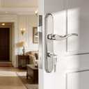 Flat Slot Storm Door Handle Complete Set, Mortise Keyed Lever Mount Latch with Deadbolt for Screen and Storm Doors, Polished Nickel