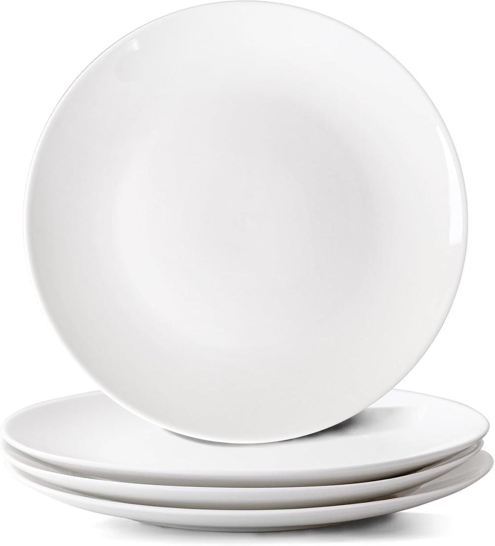 White Dinner Plates Set of 2, Extra Large 12 Inch Dinner Plates, Oversized Ceramic Plates for Main Dishes, Microwave and Dishwasher Safe, 30.7Cm