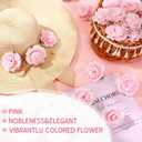 Thiccywoov 50 Pcs Artificial Flowers, 3.2 Inches Silk Rose Head Flowers Fake No Stem for Wedding Bridal Bouquet Home Floral Decor DIY Centerpieces Arrangements Party Tables Decoration(Light Pink)