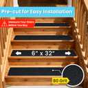 LifeGrip Outdoor Stair Treads Non-Slip 12 Pack, 6"x32" Waterproof Grip Tape for Wooden Steps, Deck, Porch - 80-Grit Adhesive Strips for Dogs, Kids & Elderly Safety