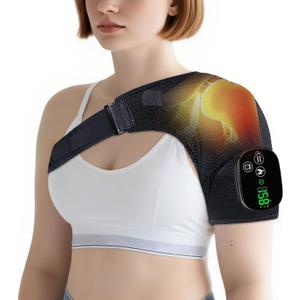 YUANBO Shoulder Heating Pad Massager - Cordless Portable Heated Shoulder Brace & Wrap with Vibration, 6 Heat & Timer Modes - Warmer Gift for Mom & Dad