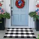 CAINANEL Buffalo Plaid Outdoor Rug Front Door Mat 27.5'' x 43'' Black and White Front Porch Rug Welcome Doormats for Farmhouse Entrance Porch Outdoors Decor