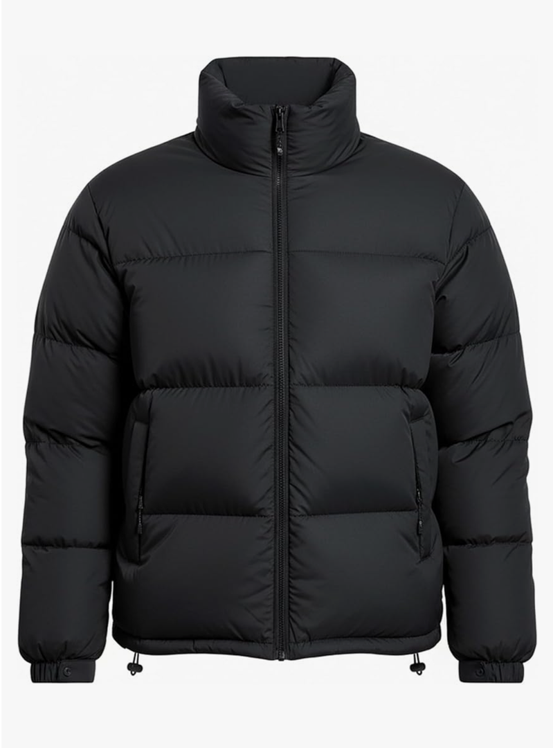 Men's Puffer Jacket Thickened Winter Coat Warm Stand Collar Color Block Zip Up Jacket Ski Bubble Coat Size L