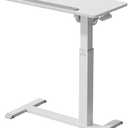 ONKRON Laptop Cart on Wheels, max Load up to 17.6 lbs, Small Rolling Table with Hidden Wheels, Mobile Standing Desk Adjustable Height, 90° Tilting Portable Workstation, Overbed Bedside Desk White