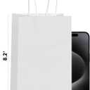 REMTAP Gift Paper Bags 5.93.28.2 50Pcs Kraft Bags with Handles Bulk Gift Bags for Wedding Party Craft Retail Packaging, Shopping, Party Favor, Retail Bag (White-S-50pcs, 5.9 * 3.2 * 8.2)