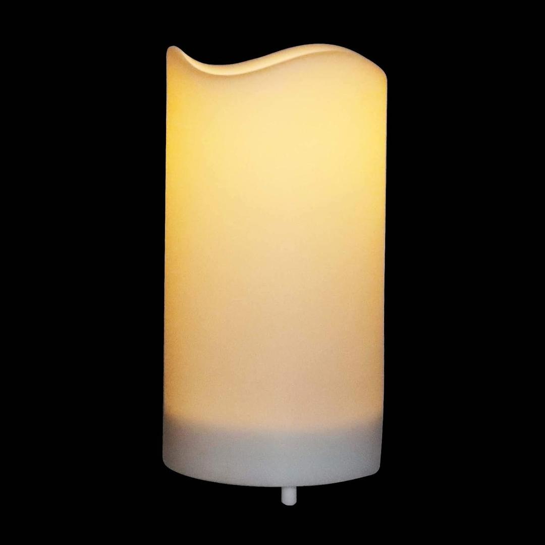 Outdoor Solar LED Candle with Waterproof Light Sensor, Dusk to Dawn on/Off Automatic Operating, 3X6 Inch Flameless White Plastic Pillar Candles with Flickering Warm White Light