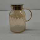 64 oz Amber Glass Pitcher with Lid and Spout Borosilicate Water Pitcher Bedside Water Carafe Vintage Glass Jug for Juice Coffee Iced Tea Hot Cold Beverage Lemonade Fridge 1.8L
