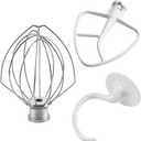 Kitchen Mixers Accessories 2-Piece Including K45DH Dough Hook&K45B Coated Flat Blade Paddle&K45WW Wire Whip for 4.5 QT Kitchen Tilt-Head Stand Mixer Attachments by Sikawai
