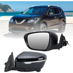 Left Driver Side Mirror Compatible with Nissan Rogue 2014-2020 with Heated Power Folding Turn Signal Camera Power Glass 13 Pins (NOT FIT Rogue Sport)