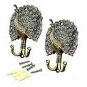 Ailejia 1Pair Peacock Curtain Holdbacks Zinc Alloy Wall Hook Hanging Ball Straps Wall Mounted Curtain (Bronze)