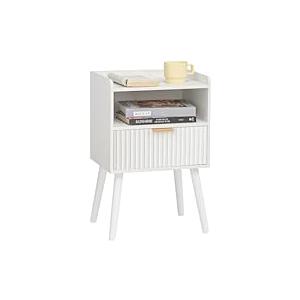 AWASEN White Nightstand, Modern Bedside Table with Fluted Drawers, Small Night Stand Bed Side Table with Solid Wood for Living Room, Bedroom, Office and Small Space (White)