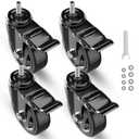 3 Inch Stem Caster Wheels 1600Lbs, Threaded Stem Casters Set of 4 Heavy Duty, 1/2"-13 x 1 (Screw Diameter 1/2", Stem Length 1"), Safety Dual Locking Industrial Castors, Wheels for Cart, Furniture