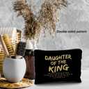 2 x bible verse makeup bagDaughter of the king makeup bagchristian makeup bag Cosmetic Baginspirational gifts for womenchristian gifts for women faithchristian gifts for girls(black and golden)