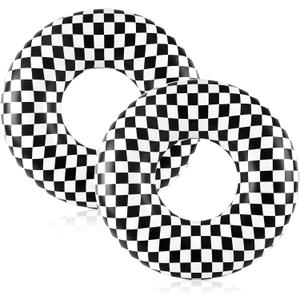 2 Pcs 28 Inch Race Car Pool Floats for Kids Adults, Floaties Pool Tubes Checkered Flag Inflatable Swim Rings Toys for Summer Beach Birthday Party Water Park Fun Interactive Water Play Accessories