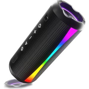 Portable Bluetooth Speaker, 2026 Bluetooth Wireless Speaker 5.4 with RGB Lights, 30H Playtime with Deep Bass, IP7 Waterproof, TWS Pairing, Portable Speaker for Travel/Party/Home/Gifts, Black