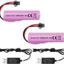 sea jump 2PCS 3.7V 2000mAh SM-2P Plug Lithium Battery + 2PCS USB Charging Cable for DE68 DE44 DE45W DE45 DE58 DE49 DE57 DE70 Off-Road Vehicles,Trucks,Tanks,RC Toy Cars