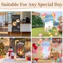 Wedding Sign Holder, 57x31x15"Welcome to Our Wedding Sign Stand Metal Wedding Sign with 8 Pair Satin Ribbon & 2 Pair Leather Sign Straps,Storage Bag, Flower Vine,Heavy Duty Easel Stand for Sign,Poster (Gold)