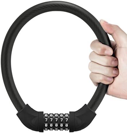 ROCKBROS Bike Lock 5 Digit Cable Lock Lightweight Bicycle Lock Bike Lock Combination Portable Lock for Bike 22inch Black