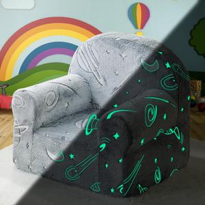 ILPEOD Toddler Sherpa Couch, Cuddly Comfy Plush Chair, Glow in The Dark Dinosaur